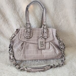 Coach Madison Embossed Croc Leather Carryall Gray Rare